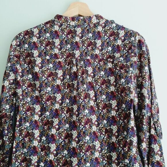 XXI FOREVER 21 Button Down Ditsy Floral Ruffle Detail Blouse Top Colorful Sz S - Picture 10 of 15